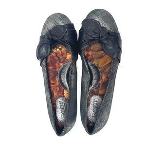 Born Black Metallic Slip on Flats with Bow Size US 7 EU 38 M/W width